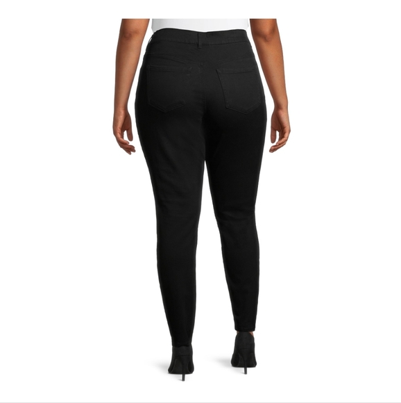 Terra & Sky Women's Plus Size Skinny Jeans High Rise Black - Picture 2 of 6